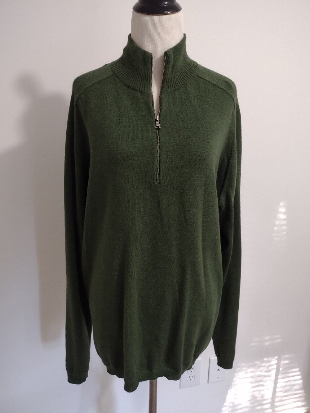 Banana Republic Merino Men's Half-Zip Sweater in Dark Green
